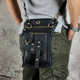 Bolsa de cintura punk masculina de couro legítimo, estilo cow boy, bolsa de quadril