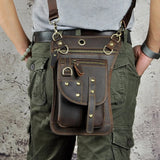 Bolsa de cintura punk masculina de couro legítimo, estilo cow boy, bolsa de quadril