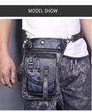 Bolsa de cintura punk masculina de couro legítimo, estilo cow boy, bolsa de quadril