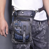 Bolsa de cintura punk masculina de couro legítimo, estilo cow boy, bolsa de quadril